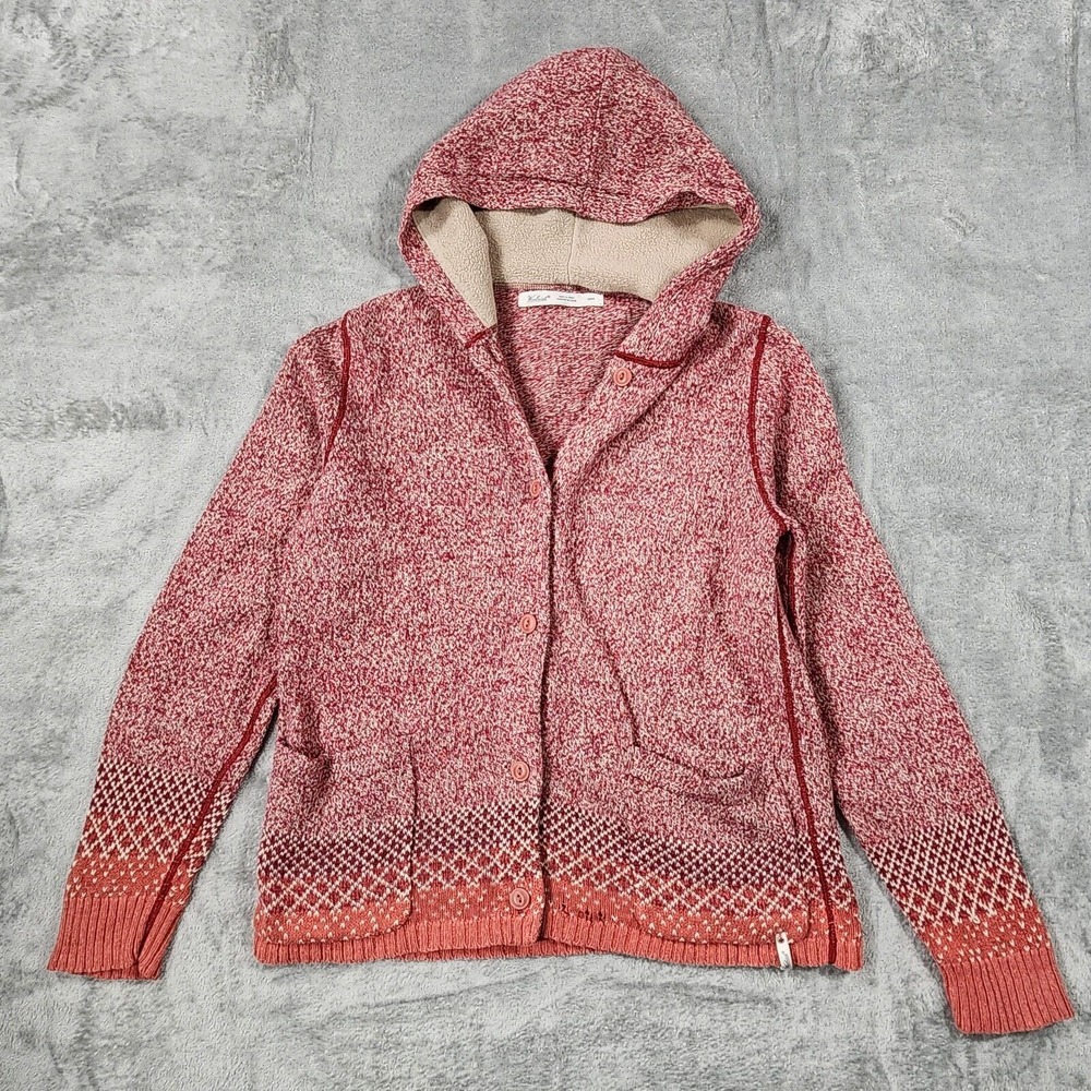 Woolrich Sweater Womens Medium Marled‎ Knit Wool Blend Button Front Hooded